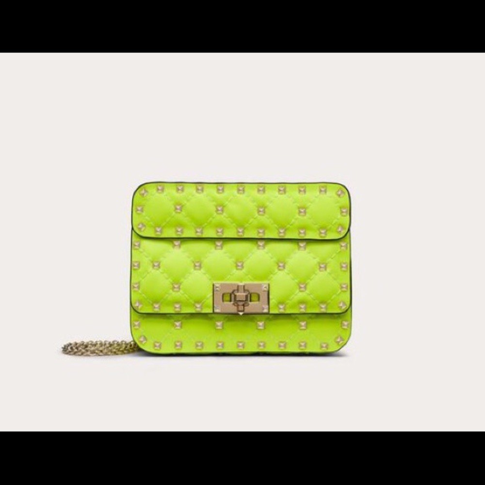 Valentino 2020 Neon Yellow Mini Rockstud Bag $1995